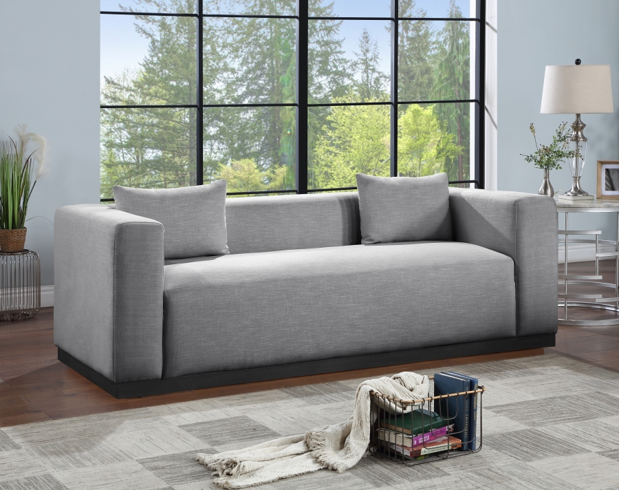 Alfie 90.5" Linen Textured Fabric Upholstered Sofa