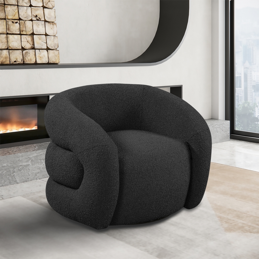 Roxbury Boucle Fabric Upholstered Swivel Accent Chair