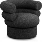 Valentina Linen Textured Fabric Upholstered Swivel Accent Chair