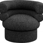 Valentina Linen Textured Fabric Upholstered Swivel Accent Chair