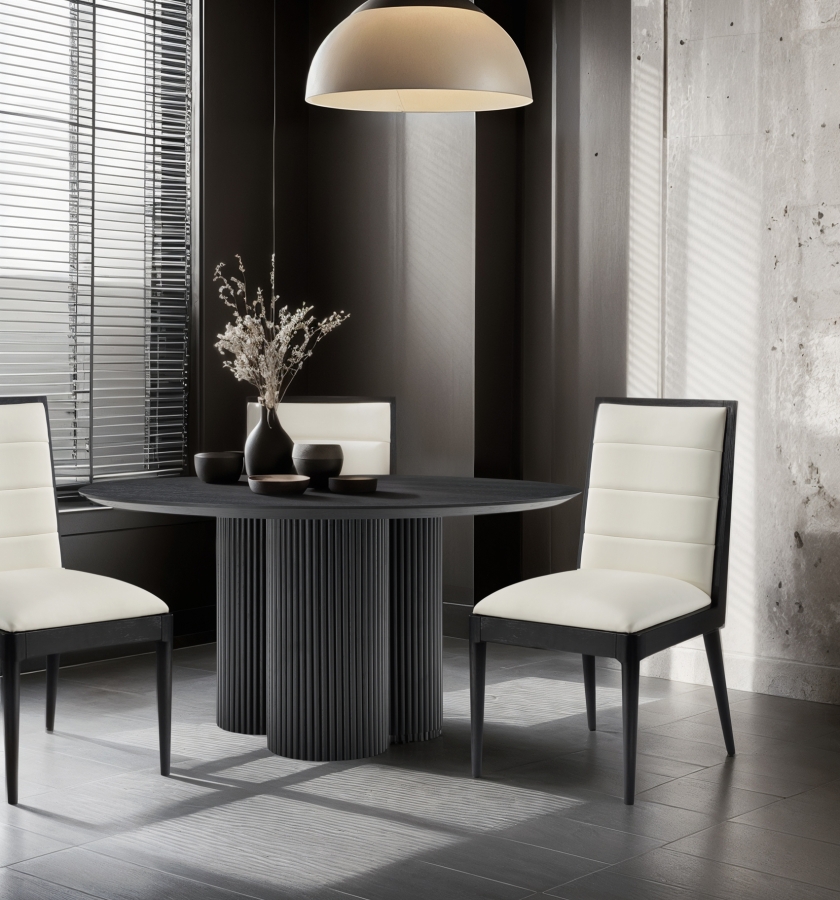 Simba 60" Ash Wood And Oak Veneer Dining Table
