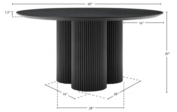 Simba 60" Ash Wood And Oak Veneer Dining Table