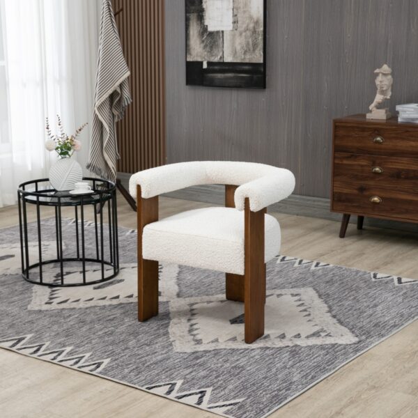 Barrel Cream Boucle Fabric Upholstered Dining Chair