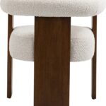 Barrel Cream Boucle Fabric Upholstered Dining Chair