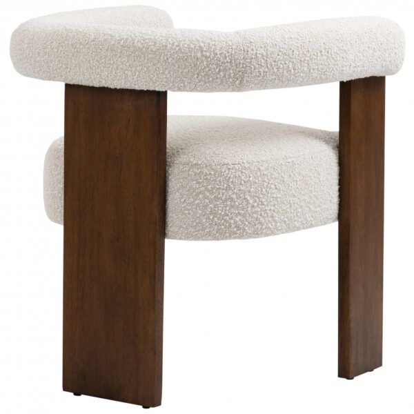 Barrel Cream Boucle Fabric Upholstered Dining Chair