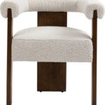 Barrel Cream Boucle Fabric Upholstered Dining Chair