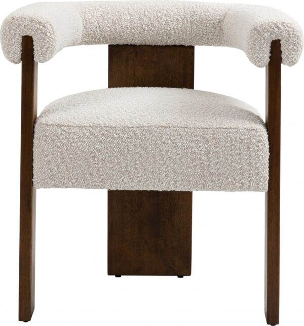 Barrel Cream Boucle Fabric Upholstered Dining Chair