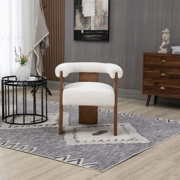 Barrel Cream Boucle Fabric Upholstered Dining Chair