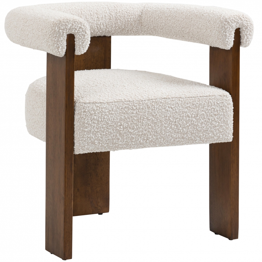 Barrel Cream Boucle Fabric Upholstered Dining Chair