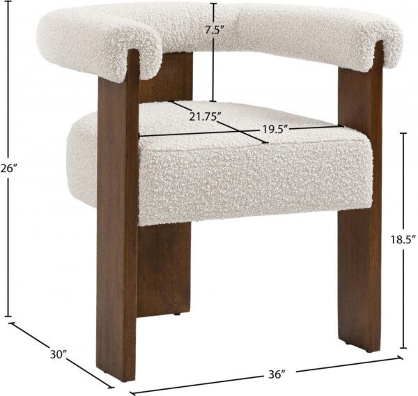 Barrel Cream Boucle Fabric Upholstered Dining Chair
