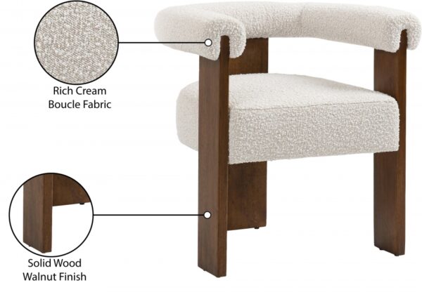 Barrel Cream Boucle Fabric Upholstered Dining Chair