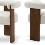 Barrel Cream Boucle Fabric Upholstered Dining Chair