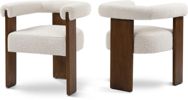 Barrel Cream Boucle Fabric Upholstered Dining Chair