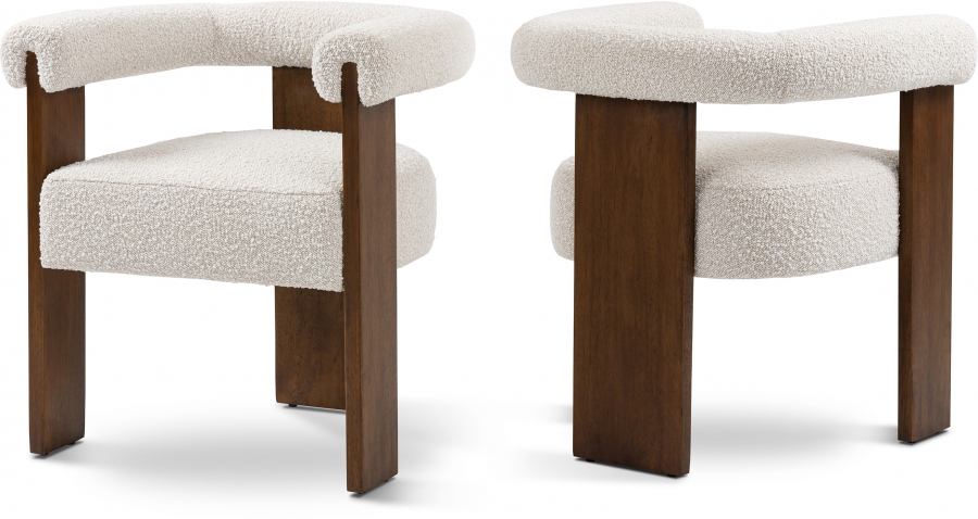 Barrel Cream Boucle Fabric Upholstered Dining Chair
