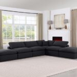 Comfy 157" Linen Textured Fabric Upholstered 6pc. Modular Sectional