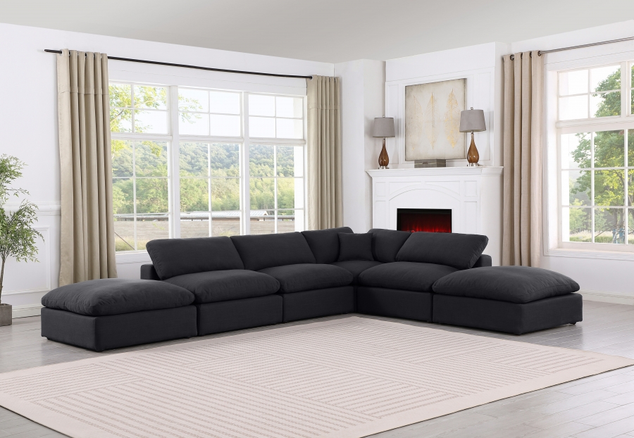 Comfy 157" Linen Textured Fabric Upholstered 6pc. Modular Sectional