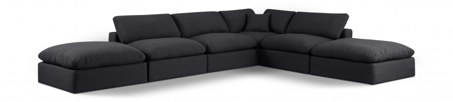 Comfy 157" Linen Textured Fabric Upholstered 6pc. Modular Sectional