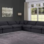 Comfy 157" Linen Textured Fabric Upholstered 7pc. Modular Sectional