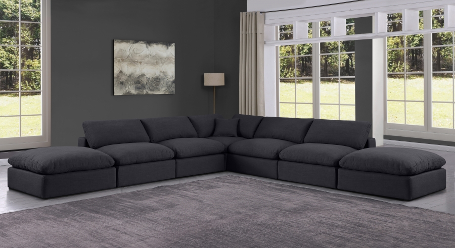Comfy 157" Linen Textured Fabric Upholstered 7pc. Modular Sectional