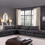 Comfy 157" Vegan Leather Upholstered 6pc. Modular Sectional