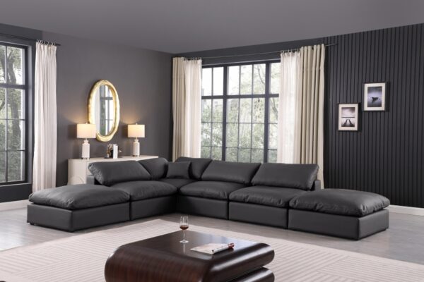 Comfy 157" Vegan Leather Upholstered 6pc. Modular Sectional