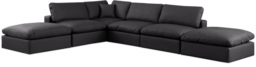 Comfy 157" Vegan Leather Upholstered 6pc. Modular Sectional