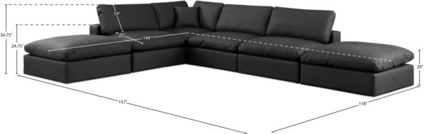 Comfy 157" Vegan Leather Upholstered 6pc. Modular Sectional