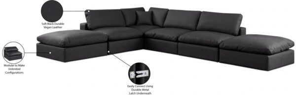 Comfy 157" Vegan Leather Upholstered 6pc. Modular Sectional