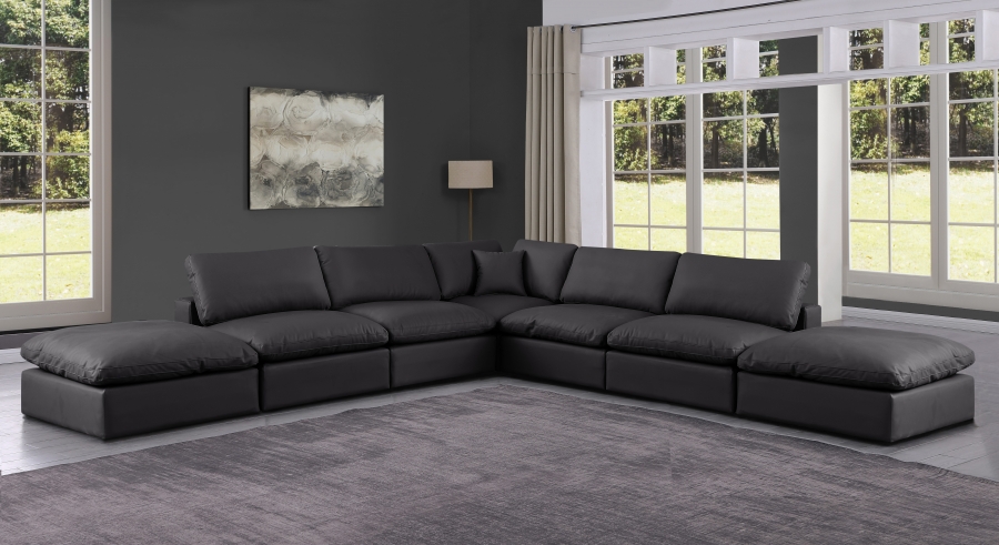 Comfy 157" Vegan Leather Upholstered 7pc. Modular Sectional