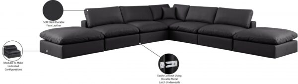 Comfy 157" Vegan Leather Upholstered 7pc. Modular Sectional