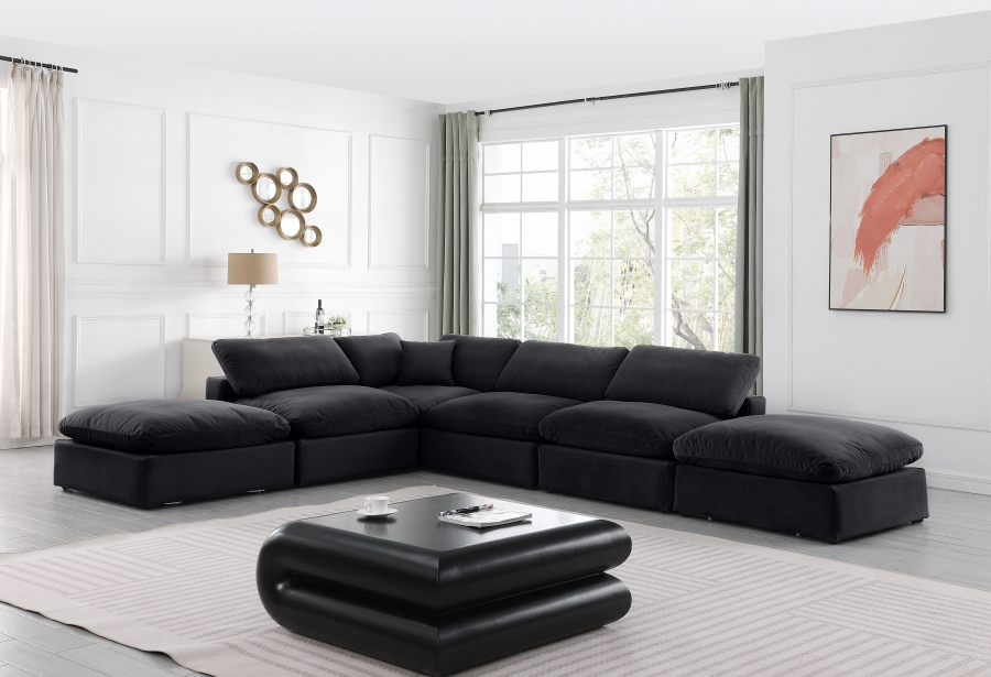 Comfy 157" Velvet Upholstered 6pc. Modular Sectional