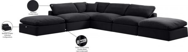 Comfy 157" Velvet Upholstered 6pc. Modular Sectional
