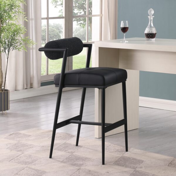Stryker Boucle Fabric and Vegan Leather Upholstered Bar / Counter Stools