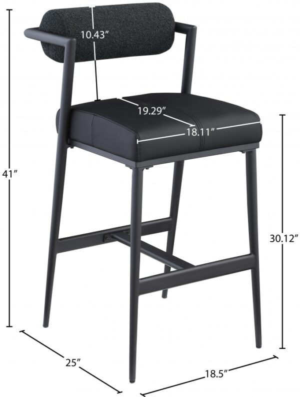 Stryker Boucle Fabric and Vegan Leather Upholstered Bar / Counter Stools