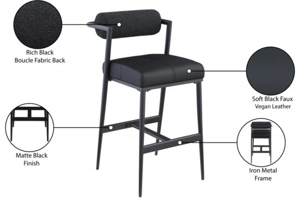 Stryker Boucle Fabric and Vegan Leather Upholstered Bar / Counter Stools