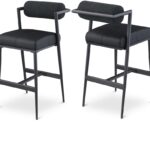 Stryker Boucle Fabric and Vegan Leather Upholstered Bar / Counter Stools
