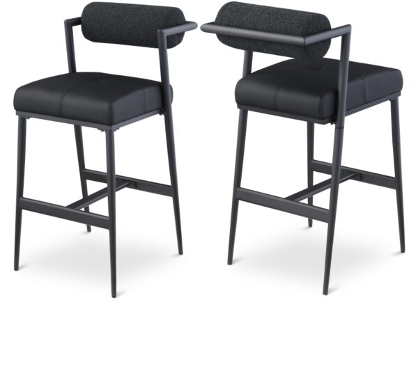 Stryker Boucle Fabric and Vegan Leather Upholstered Bar / Counter Stools