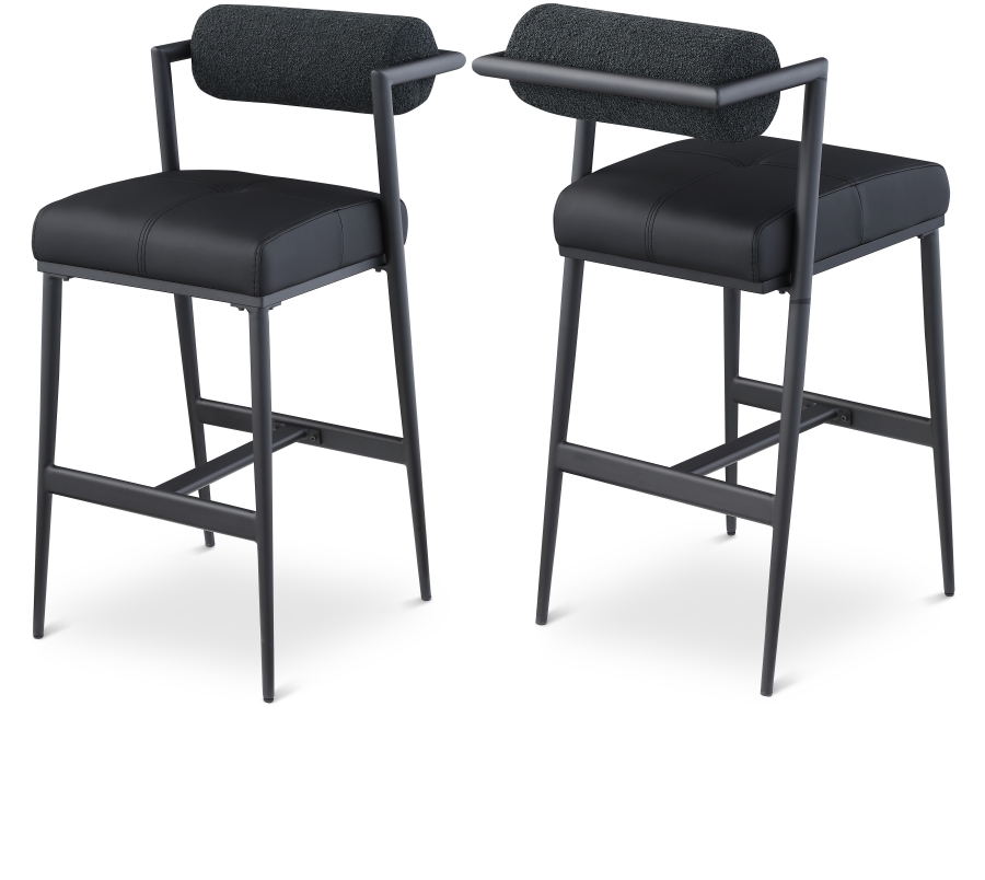 Stryker Boucle Fabric and Vegan Leather Upholstered Bar / Counter Stools