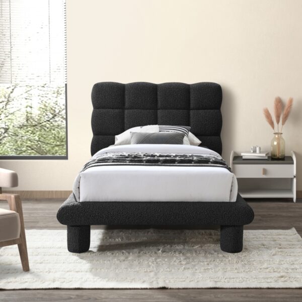 Deco Boucle Fabric Upholstered Twin Bed