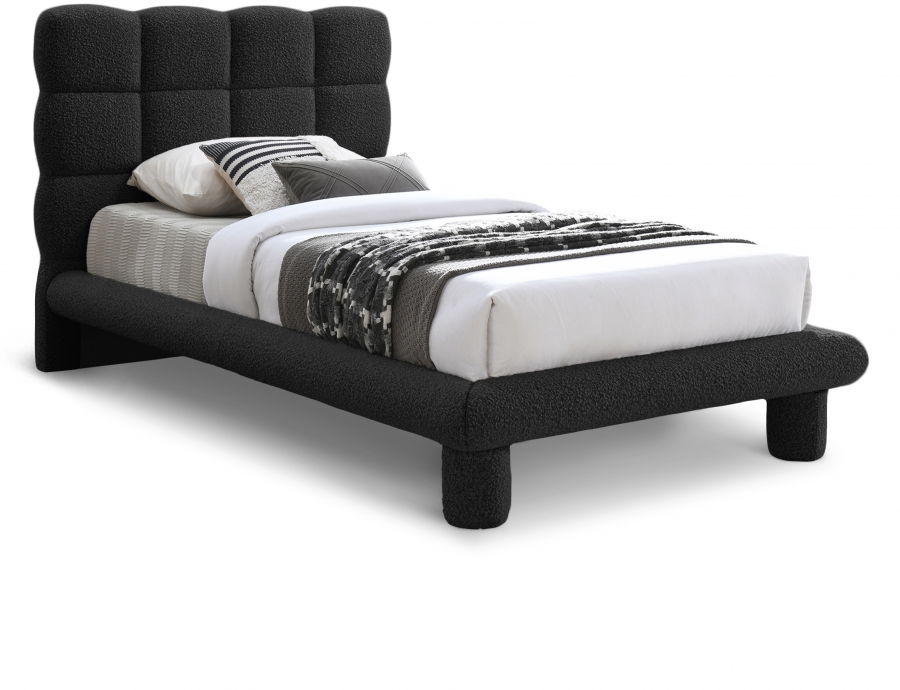 Deco Boucle Fabric Upholstered Bed