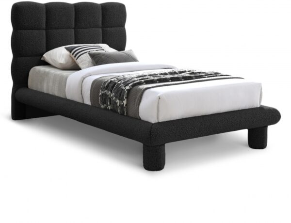Deco Boucle Fabric Upholstered Twin Bed
