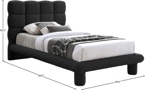 Deco Boucle Fabric Upholstered Twin Bed