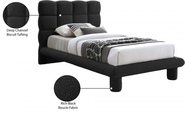 Deco Boucle Fabric Upholstered Twin Bed