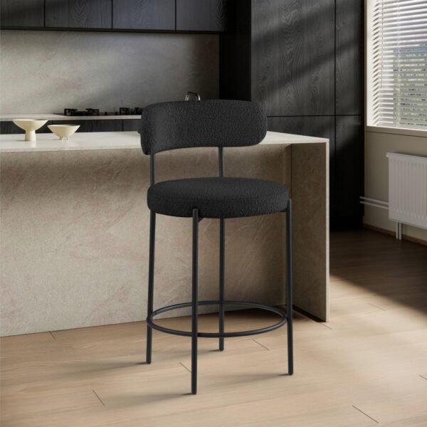 Beacon Boucle Fabric Upholstered Bar / Counter Stools