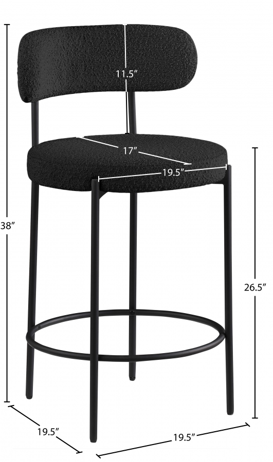 Beacon Boucle Fabric Upholstered Bar / Counter Stools