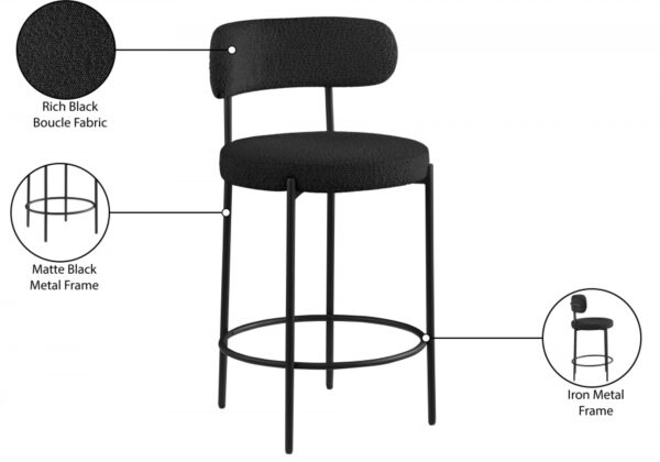 Beacon Boucle Fabric Upholstered Bar / Counter Stools