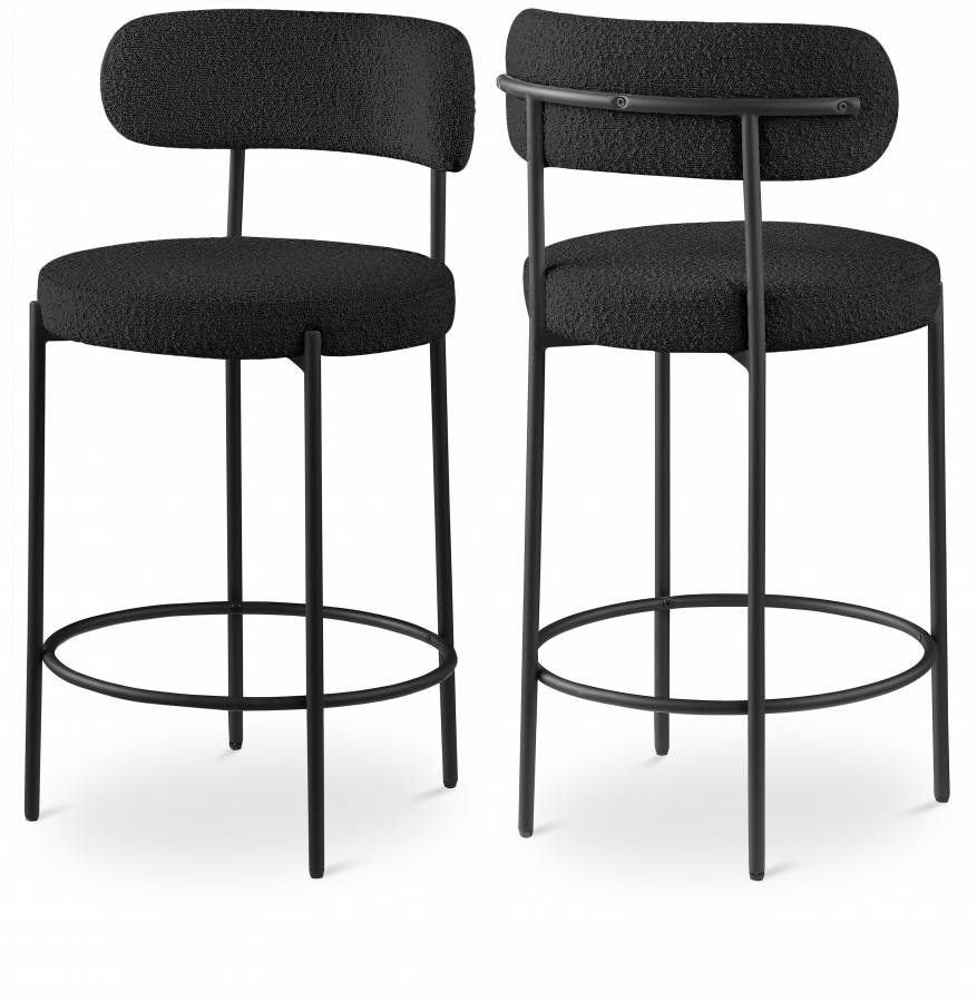 Beacon Boucle Fabric Upholstered Bar / Counter Stools