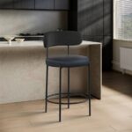 Beacon Vegan Leather And Boucle Fabric Upholstered Bar / Counter Stools