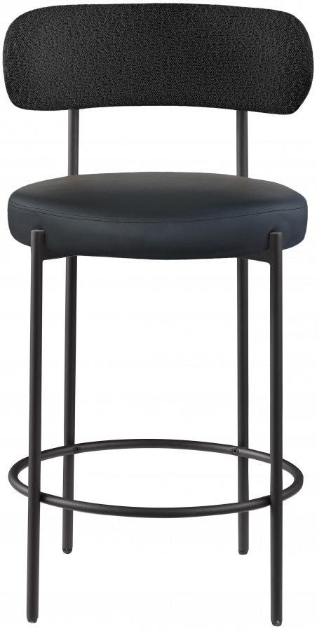 Beacon Vegan Leather And Boucle Fabric Upholstered Bar / Counter Stools