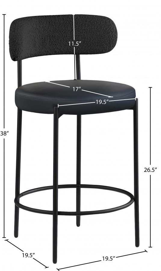 Beacon Vegan Leather And Boucle Fabric Upholstered Bar / Counter Stools